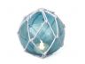 Tabletop LED Lighted Light Blue Japanese Glass Ball Fishing Float with White Netting Decoration 4 - 4