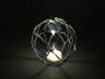 Tabletop LED Lighted Light Blue Japanese Glass Ball Fishing Float with White Netting Decoration 4 - 5