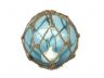 Tabletop LED Lighted Light Blue Japanese Glass Ball Fishing Float with Brown Netting Decoration 4 - 4