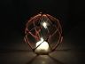 Tabletop LED Lighted Clear Japanese Glass Ball Fishing Float with Red Netting Decoration 4 - 2