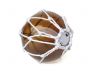 LED Lighted Amber Japanese Glass Ball Fishing Float with White Netting Decoration 6 - 7