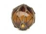 Tabletop LED Lighted Amber Japanese Glass Ball Fishing Float with Brown Netting Decoration 6 - 4