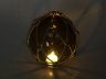 Tabletop LED Lighted Amber Japanese Glass Ball Fishing Float with Brown Netting Decoration 6 - 5
