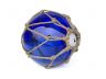 Tabletop LED Lighted Dark Blue Japanese Glass Ball Fishing Float with Brown Netting Decoration 6 - 3