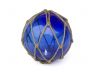 Tabletop LED Lighted Dark Blue Japanese Glass Ball Fishing Float with Brown Netting Decoration 6 - 4