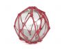 Tabletop LED Lighted Clear Japanese Glass Ball Fishing Float with Red Netting Decoration 6 - 1