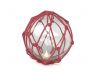 Tabletop LED Lighted Clear Japanese Glass Ball Fishing Float with Red Netting Decoration 6 - 4