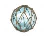 Tabletop LED Lighted Light Blue Japanese Glass Ball Fishing Float with Brown Netting Decoration 6 - 6