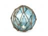 Tabletop LED Lighted Light Blue Japanese Glass Ball Fishing Float with Brown Netting Decoration 6 - 3