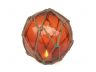 Tabletop LED Lighted Orange Japanese Glass Ball Fishing Float with Brown Netting Decoration 6 - 5