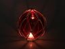 Tabletop LED Lighted Red Japanese Glass Ball Fishing Float with White Netting Decoration 6 - 6