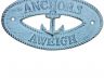  Dark Blue Whitewashed Cast Iron Anchors Aweigh with Anchor Sign 8 - 3