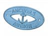  Dark Blue Whitewashed Cast Iron Anchors Aweigh with Anchor Sign 8 - 1