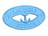 Light Blue Whitewashed Cast Iron Anchors Aweigh with Anchor Sign 8 - 1