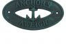 Seaworn Blue Cast Iron Anchors Aweigh with Anchor Sign 8 - 3