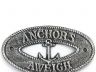 Antique Silver Cast Iron Anchors Aweigh with Anchor Sign 8 - 4