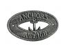 Antique Silver Cast Iron Anchors Aweigh with Anchor Sign 8 - 2