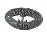 Antique Silver Cast Iron Anchors Aweigh with Anchor Sign 8 - 1