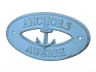 Rustic Light Blue Cast Iron Anchors Aweigh with Anchor Sign 8 - 1
