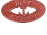Red Whitewashed Cast Iron Baby on Board with Anchor Sign 8 - 3
