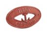 Red Whitewashed Cast Iron Baby on Board with Anchor Sign 8 - 2
