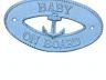 Rustic Light Blue Cast Iron Baby on Board with Anchor Sign 8 - 3