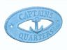 Light Blue Whitewashed Cast Iron Captains Quarters with Anchor Sign 8 - 3