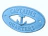 Light Blue Whitewashed Cast Iron Captains Quarters with Anchor Sign 8 - 4
