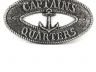 Antique Silver Cast Iron Captains Quarters with Anchor Sign 8 - 2