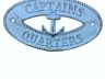 Rustic Light Blue Cast Iron Captains Quarters with Anchor Sign 8 - 2