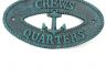Seaworn Blue Cast Iron Crews Quarters with Anchor Sign 8 - 3