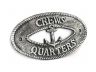Antique Silver Cast Iron Crews Quarters with Anchor Sign 8 - 2