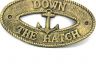 Antique Gold Cast Iron Down the Hatch with Anchor Sign 8 - 3
