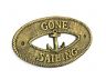 Antique Gold Cast Iron Gone Sailing with Anchor Sign 8 - 2