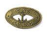 Antique Gold Cast Iron Gone Sailing with Anchor Sign 8 - 1