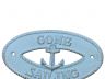 Rustic Light Blue Cast Iron Gone Sailing with Anchor Sign 8 - 4