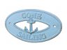 Rustic Light Blue Cast Iron Gone Sailing with Anchor Sign 8 - 1