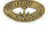 Antique Gold Cast Iron Loose Cannon with Anchor Sign 8 - 3