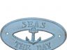 Rustic Light Blue Cast Iron Seas the Day with Anchor Sign 8 - 4