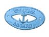  Dark Blue Whitewashed Cast Iron Welcome Aboard with Anchor Sign 8 - 1