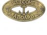 Antique Gold Cast Iron Welcome Aboard with Anchor Sign 8 - 3