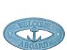 Light Blue Whitewashed Cast Iron Welcome Aboard with Anchor Sign 8 - 4