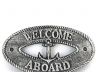 Antique Silver Cast Iron Welcome Aboard with Anchor Sign 8 - 4