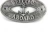 Antique Silver Cast Iron Welcome Aboard with Anchor Sign 8 - 3