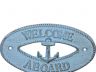 Rustic Light Blue Cast Iron Welcome Aboard with Anchor Sign 8 - 4