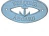 Rustic Light Blue Cast Iron Welcome Aboard with Anchor Sign 8 - 3