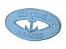 Rustic Light Blue Cast Iron Welcome Aboard with Anchor Sign 8 - 1
