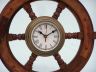 Deluxe Class Wood and Antique Brass Ship Steering Wheel Clock 18 - 7