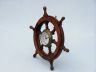 Deluxe Class Wood and Antique Brass Ship Steering Wheel Clock 18 - 1