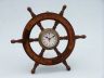 Deluxe Class Wood and Antique Brass Ship Steering Wheel Clock 18 - 6